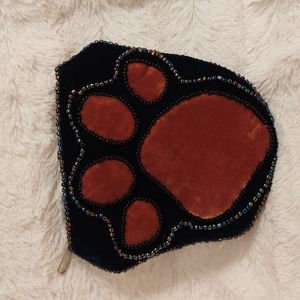 Velvet and Bead Paw print Change Purse